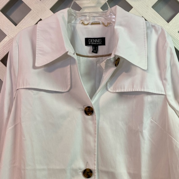 Dennis Basso Water Resistant Button Front Double-Collar Jacket White Large - Picture 6 of 7